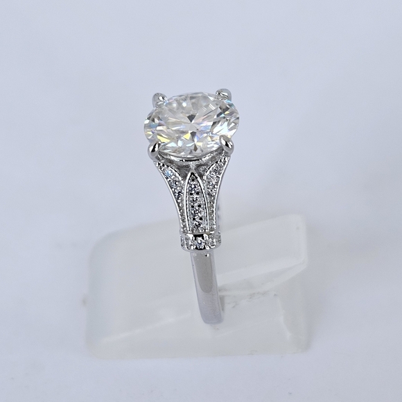 Certified GRA 3 Carat Moissanite Ring in 18k over Sterling Silver Sz 7! New! - Picture 5 of 11